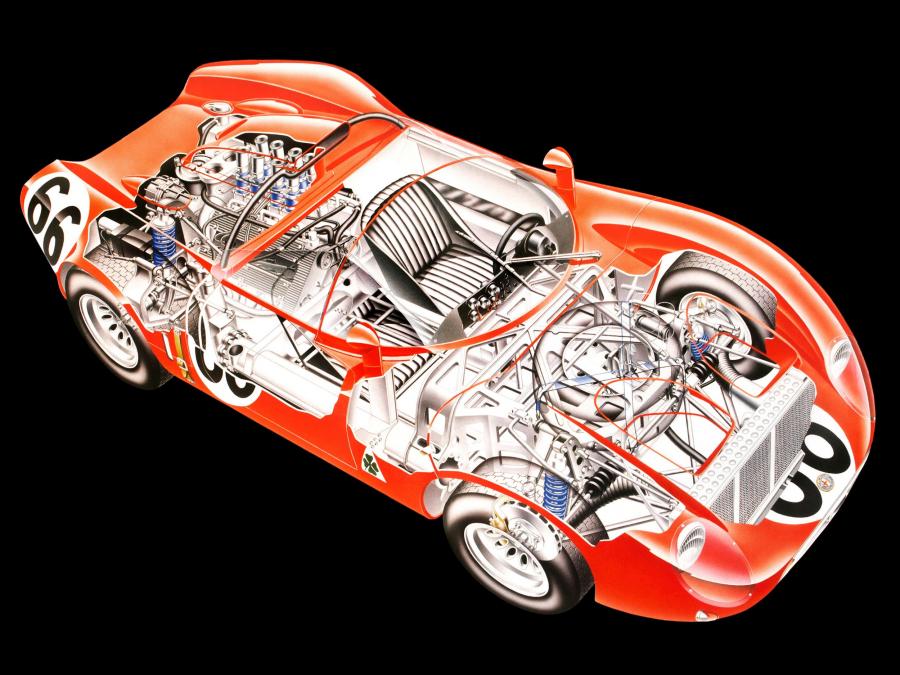 Схема Alfa Romeo Tipo 33/2 "Fleron" 1967 года  (фото 2 из 11)